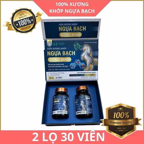 Viên xương khớp ngựa bạch Hùng Bình, Hộp 2 lọ x 30 viên